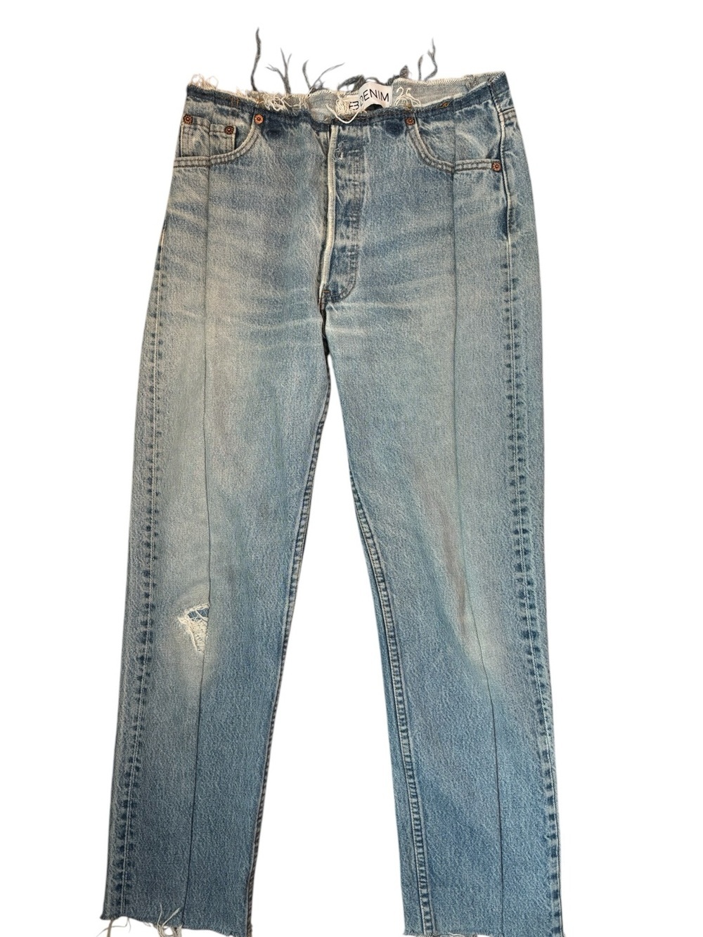 EB DENIM Vintage Levi’s 501 Bandless Distressed Jeans Light Wash Women's Size 26